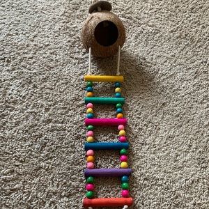 JIUOAN Bird Nest with Ladder, Coconut Bird House Hanging with Ladder NEVER USED
